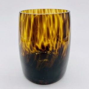 PartiLite Tortoise Shell Votive Candle Holder Amber Brown Retired